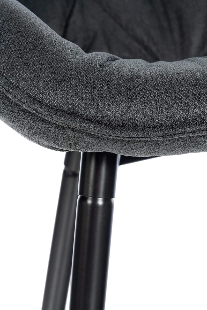 Lot de 2 tabourets de bar chaises hautes assise effet capitonnée en tissu gris foncé et métal noir 10_0004166