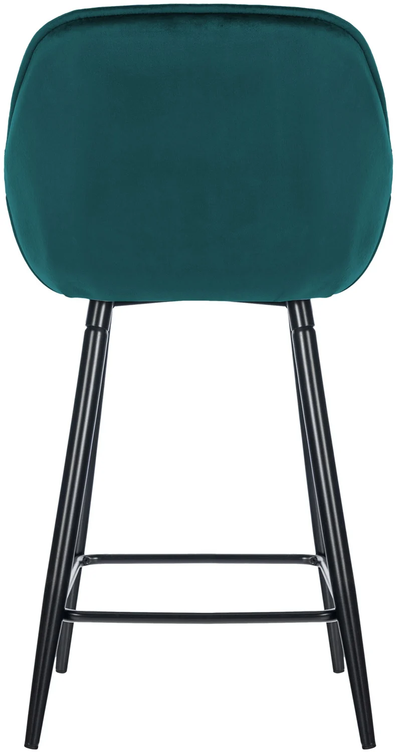 Lot de 2 tabourets de bar chaises hautes assise effet capitonnée en velours vert foncé et métal noir 10_0004153