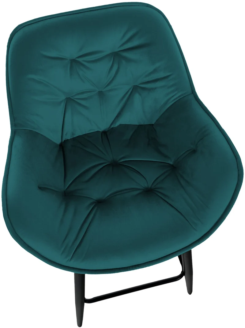 Lot de 2 tabourets de bar chaises hautes assise effet capitonnée en velours vert foncé et métal noir 10_0004153