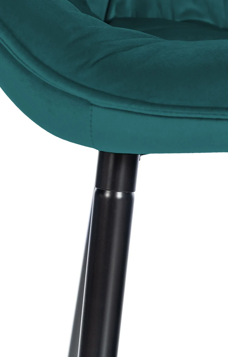 Lot de 2 tabourets de bar chaises hautes assise effet capitonnée en velours vert foncé et métal noir 10_0004153
