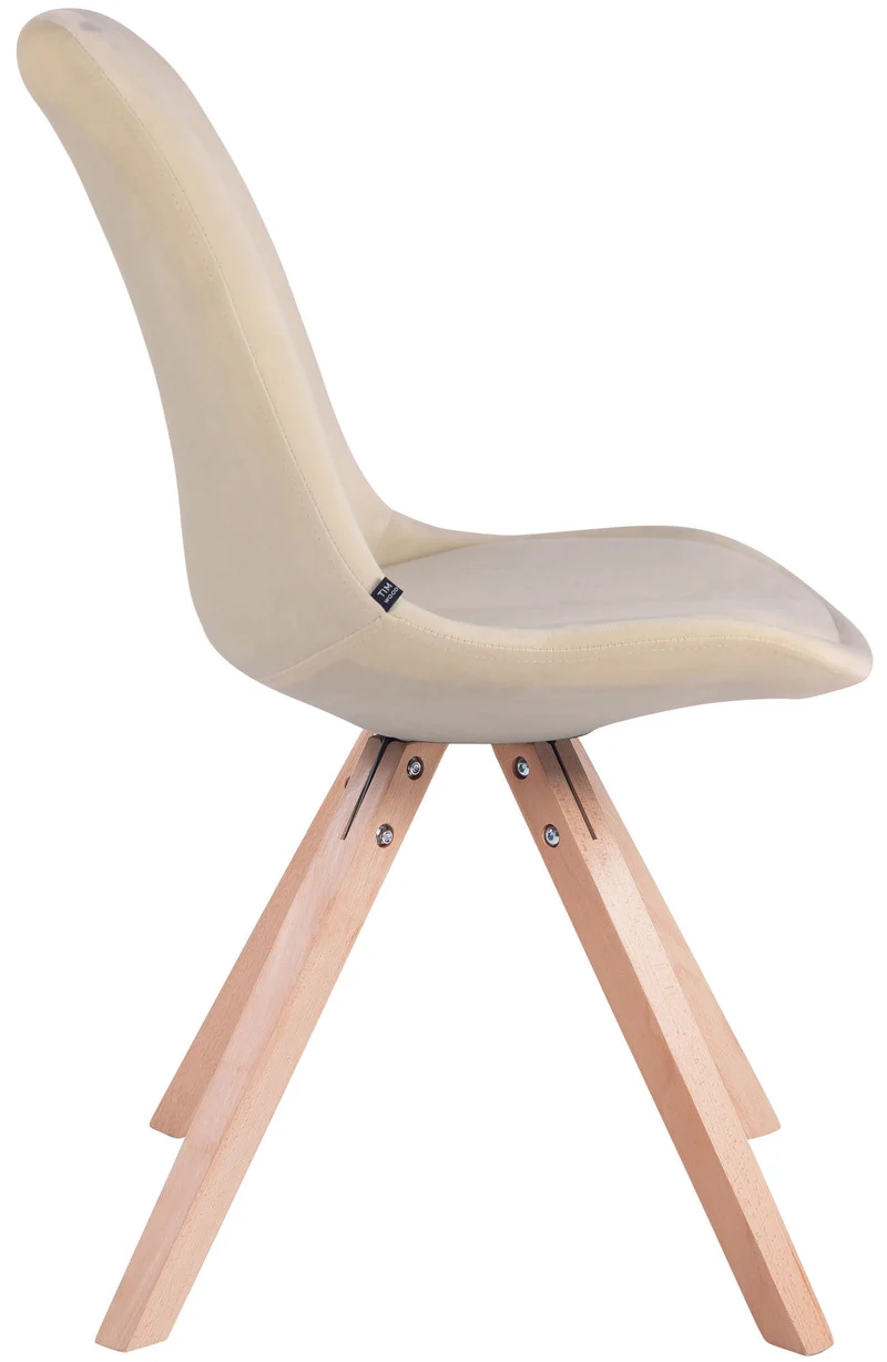 4 chaises de salle à manger style scandinave en velours crème pieds carré en bois CDS10191