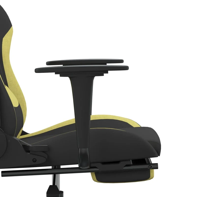 Fauteuil de bureau chaise gaming avec coussin lombaire avec repose-pieds en tissu noir et vert clair DEC025846