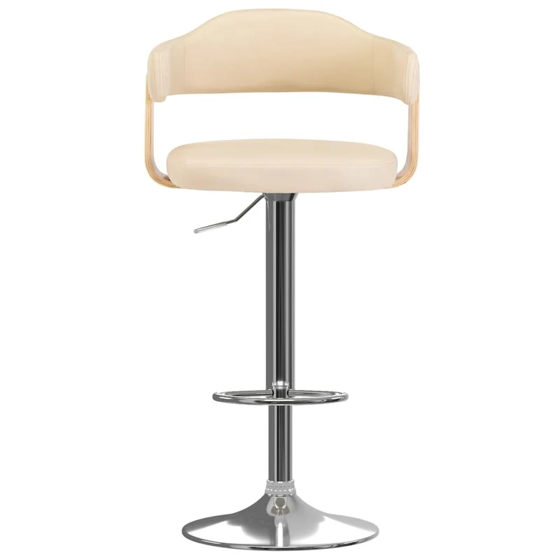 Lot de 2 tabourets de bar chaises hautes design rétro en bois courbé PVC crème et fer DEC029647