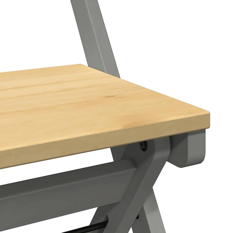Lot de 4 chaises de salle à manger pliables design rustique en bois de pin gris DEC026287