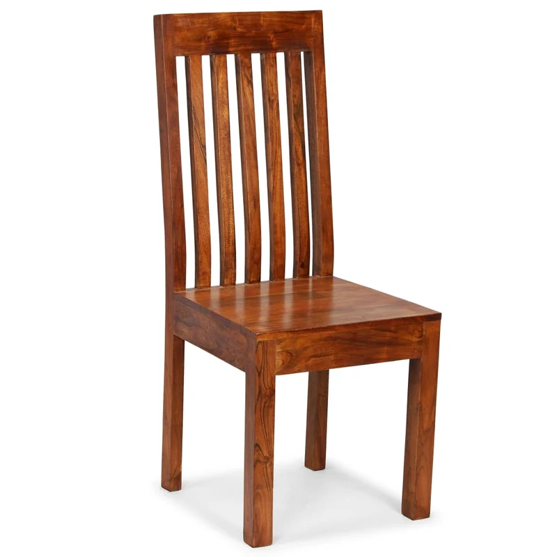Lot de 6 chaises de salle à manger design épuré et moderne en bois d'acacia brun DEC025681