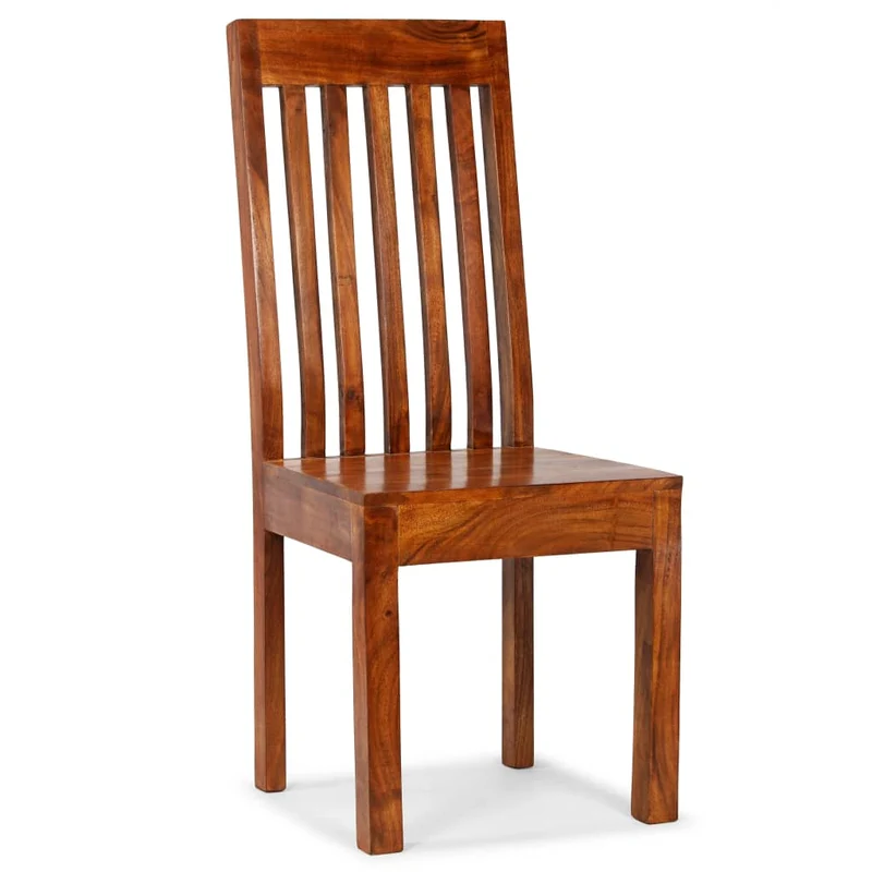 Lot de 6 chaises de salle à manger design épuré et moderne en bois d'acacia brun DEC025681