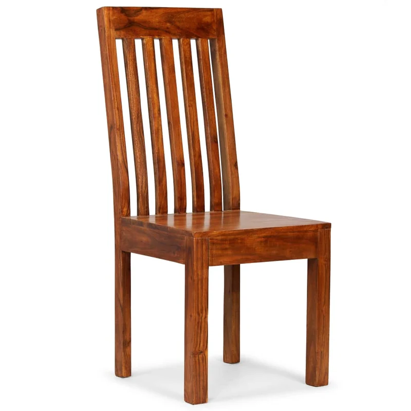Lot de 6 chaises de salle à manger design épuré et moderne en bois d'acacia brun DEC025681