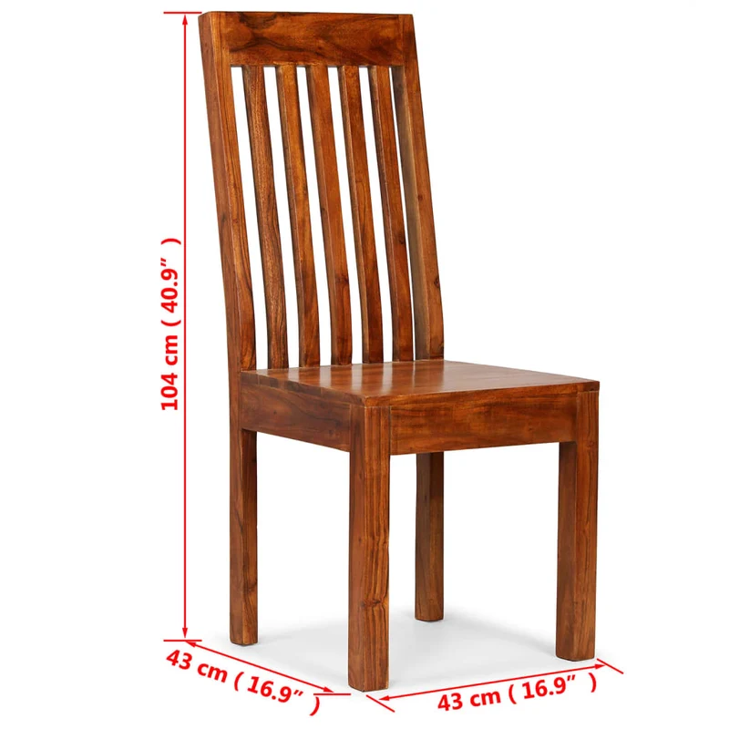 Lot de 6 chaises de salle à manger design épuré et moderne en bois d'acacia brun DEC025681