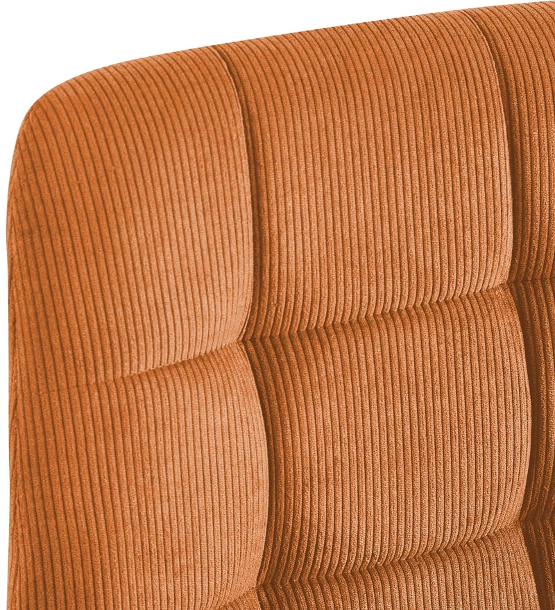 Lot de 4 chaises de salle à manger coutures décoratives carrées en velours côtelé orange et métal noir 10_0007767