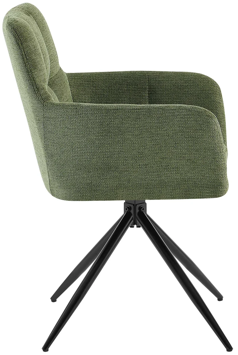 Lot de 2 chaises de salle à manger moderne et confort mécanisme de rotation à 180° en tissu vert et métal 10_0007862