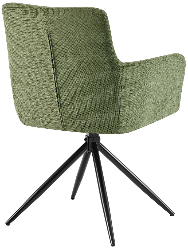 Chaise de salle à manger x1 moderne et confort mécanisme de rotation à 180° en tissu vert et métal 10_0007820