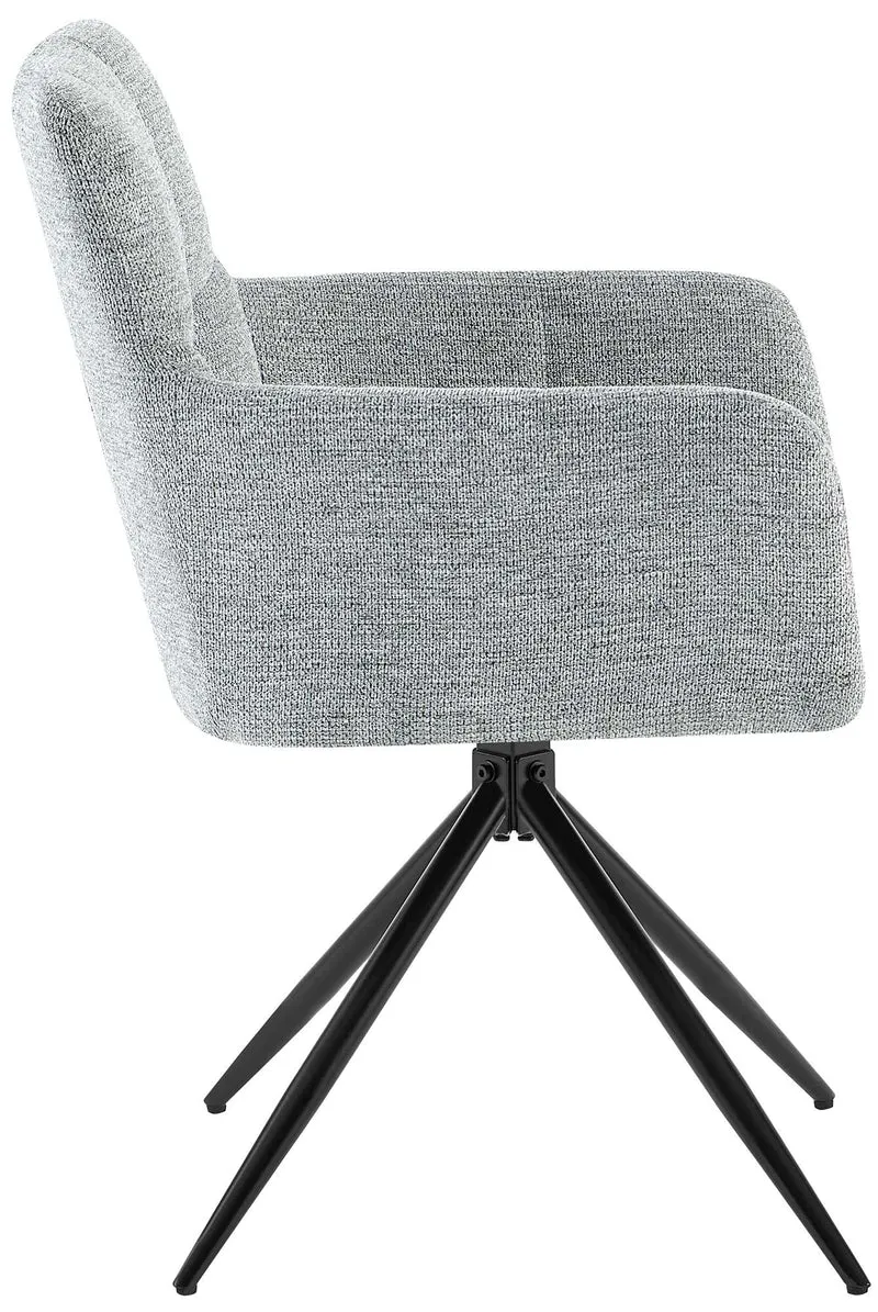 Lot de 2 chaises de salle à manger moderne et confort mécanisme de rotation à 180° en tissu gris clair et métal 10_0007536