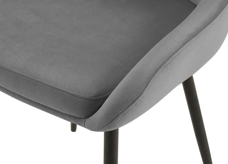 Chaise de salle à manger x1 élégance confort design moderne en velours gris foncé structure métallique noir 10_0007430