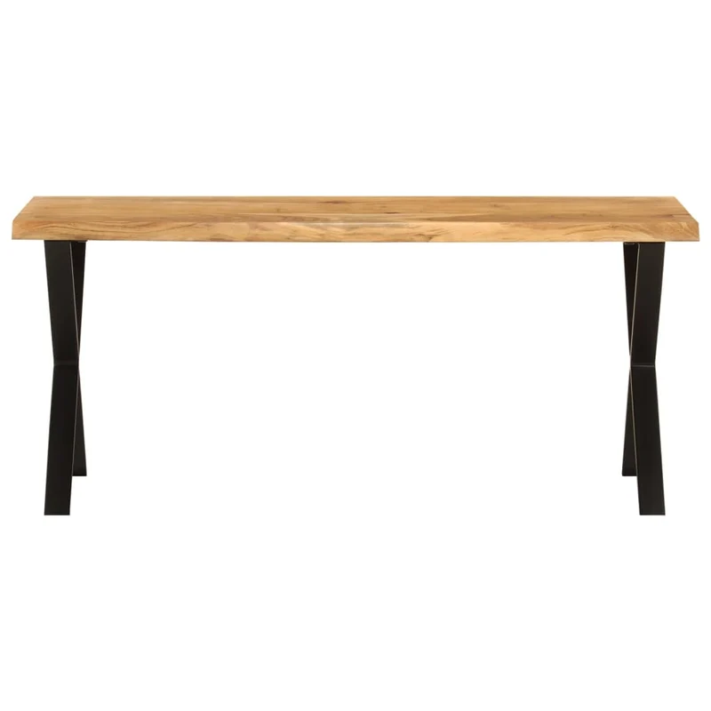 Banc design rustique 105 cm en bois d'acacia massif brun pieds en forme de X en acier DEC024623