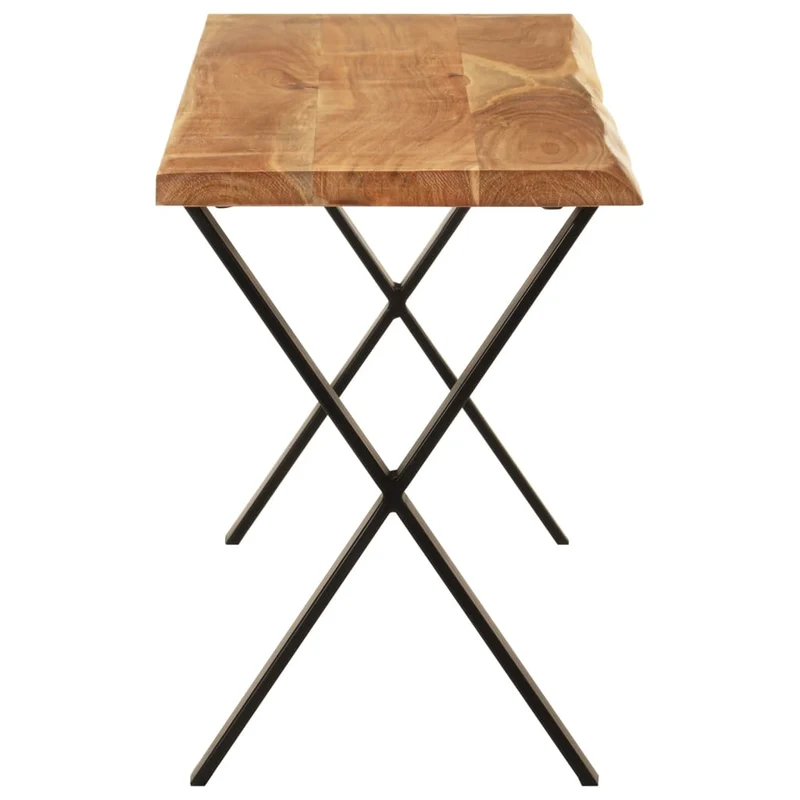 Banc design rustique 105 cm en bois d'acacia massif brun pieds en forme de X en acier DEC024623