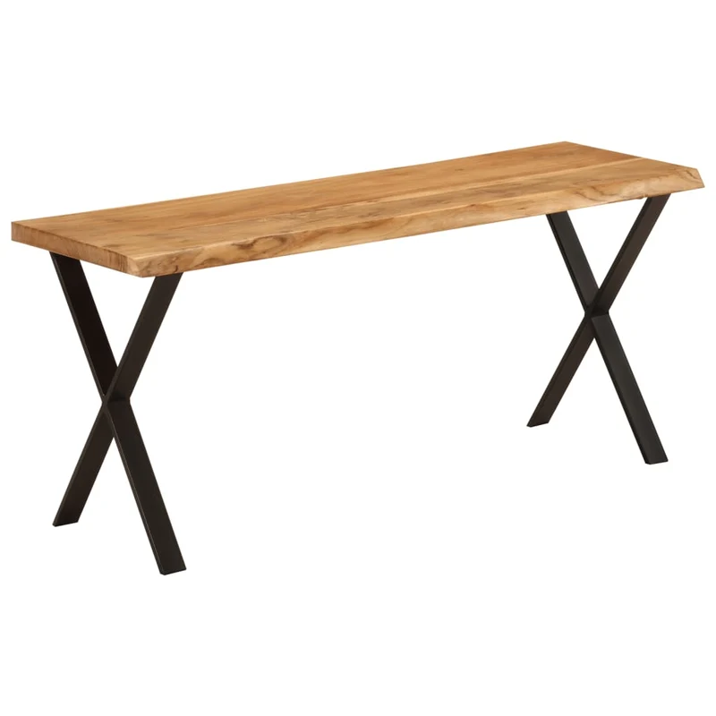 Banc design rustique 105 cm en bois d'acacia massif brun pieds en forme de X en acier DEC024623