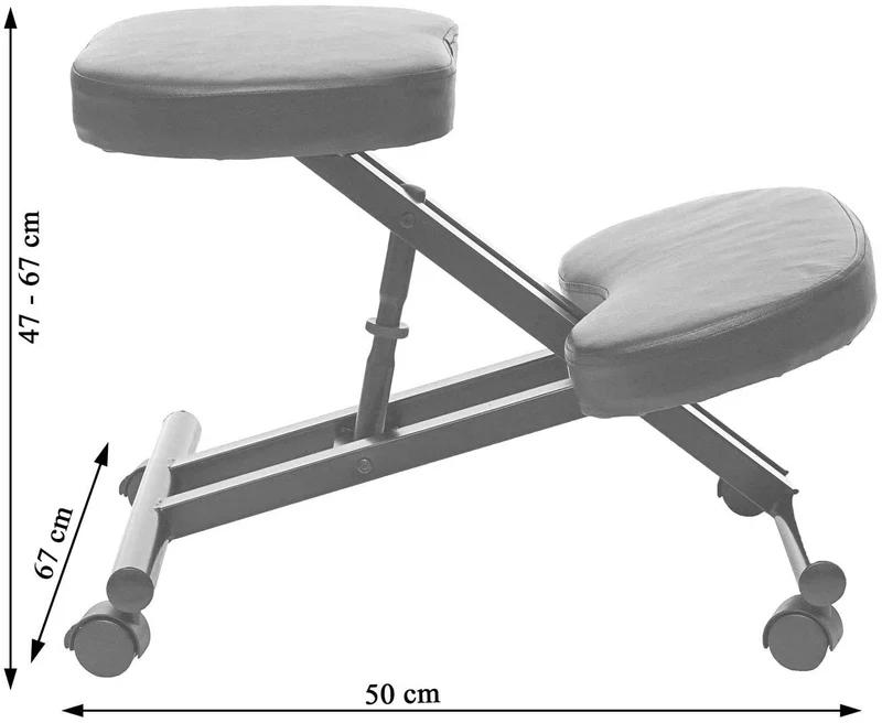 Tabouret chaise ergonomique siège assis genoux sur roulettes réglable synthétique noir BUR04100