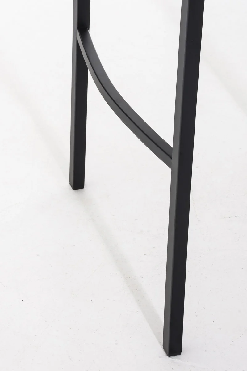 Tabouret de bar chaise haute de comptoir couture carrées assise en PVC marron 4 pieds stables en métal noir 10_0004686