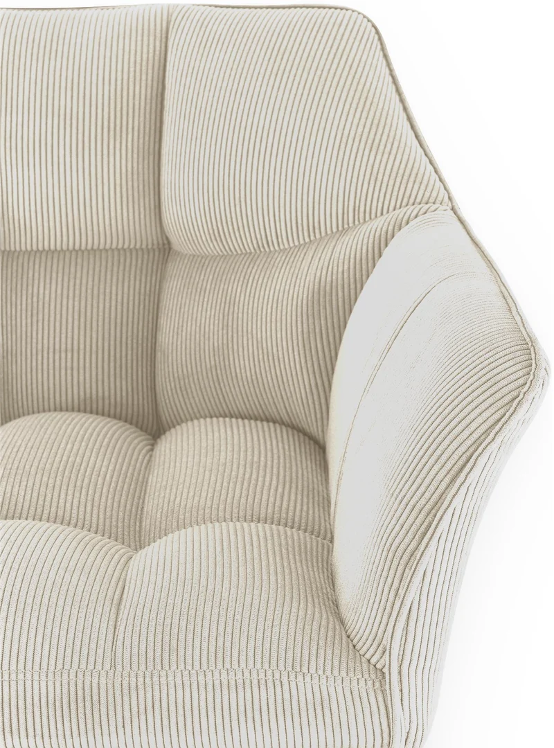 Tabouret de bar x1 réglable en velours côtelé crème assise enveloppante capitonnée avec base carrée en métal blanc 10_0006303