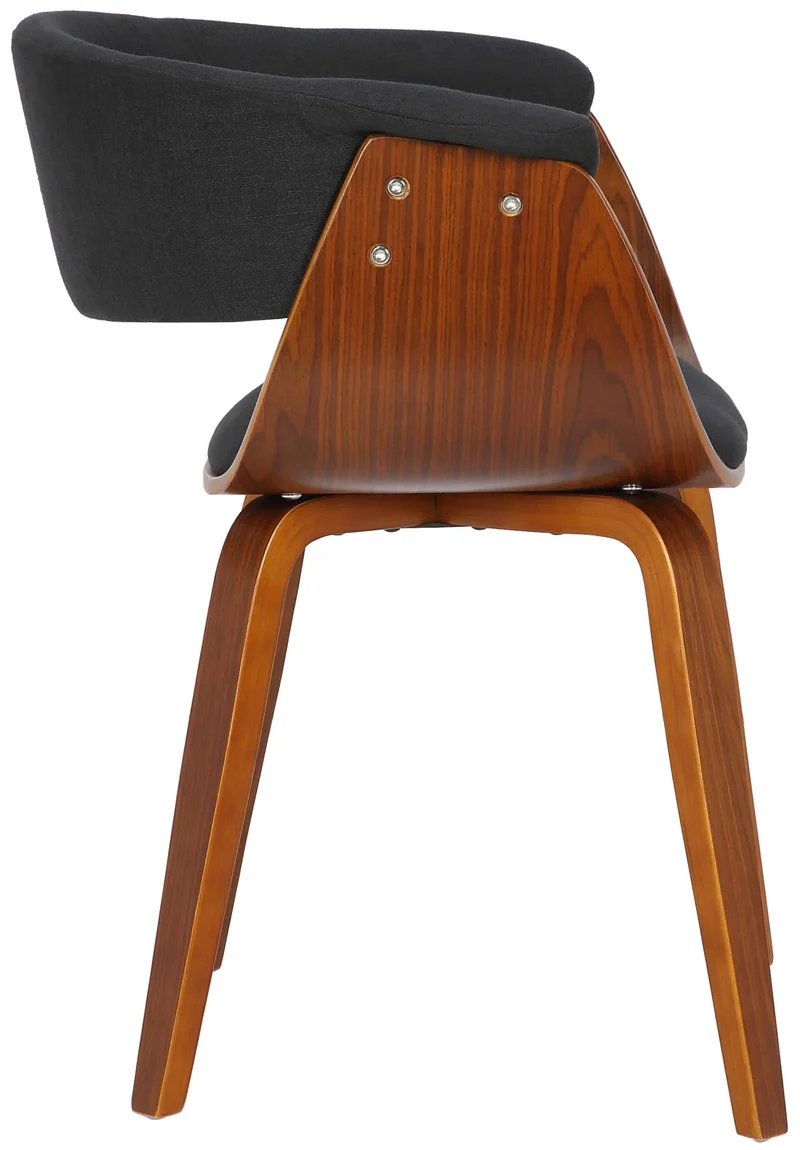 Lot de 2 chaises de la salle à manger design retro en structure en bois et assise en tissu noir 10_0001690