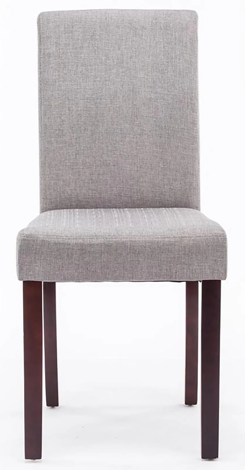 Chaise de salle à manger x1 design moderne en tissu gris clair et pieds en bois marron 10_0002030