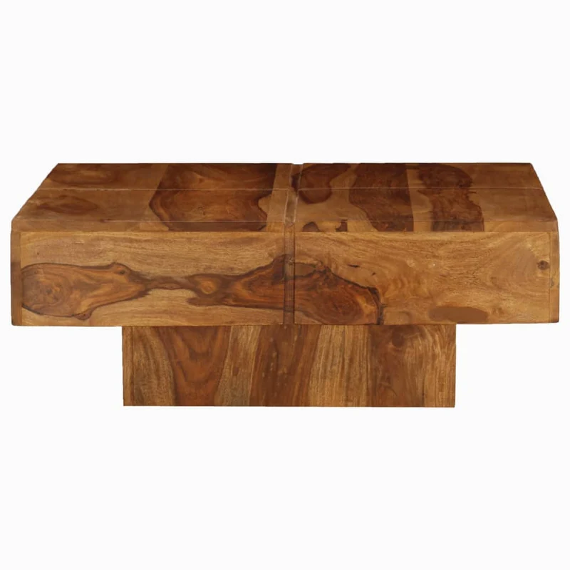 Table basse de salon design rustique 80 x 80 x 30 cm bois d'acacia massif marron DEC037190