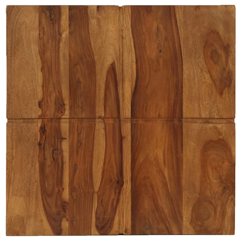 Table basse de salon design rustique 80 x 80 x 30 cm bois d'acacia massif marron DEC037190