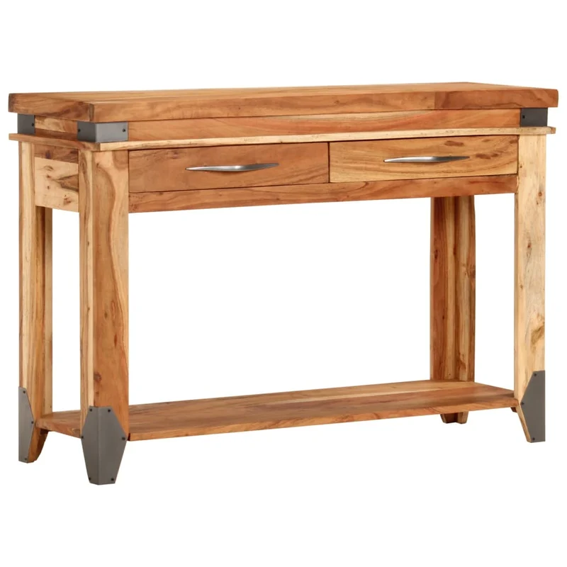 Table console avec tiroirs 110 x 34 x 74 cm bois d'acacia massif et MDF DEC032893