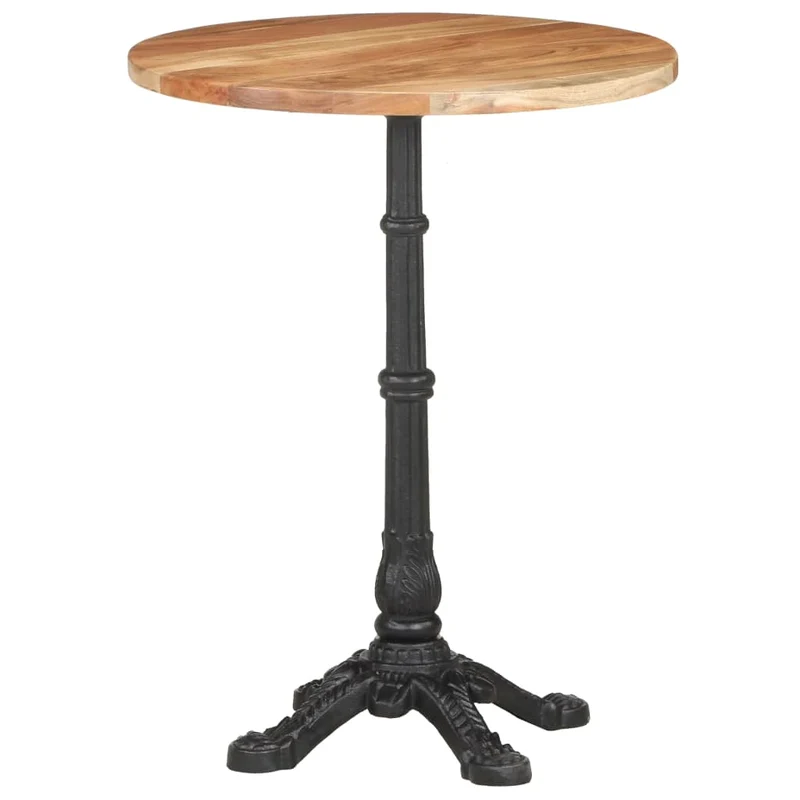 Table d'appoint auxiliaire design ø60 x 76 cm bois d'acacia massif et fonte DEC036591