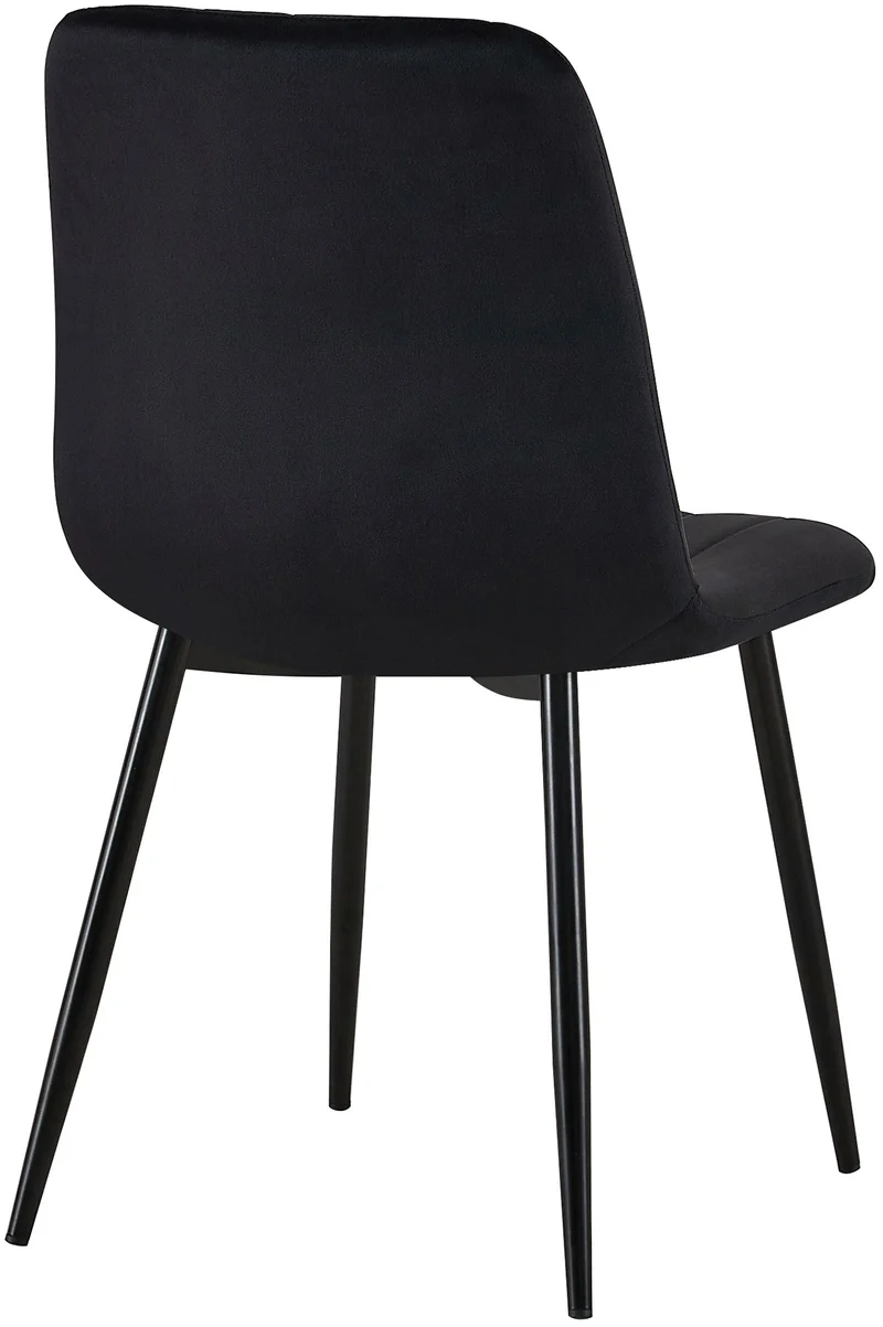 Lot de 4 chaises de salle à manger coutures décoratives vertical en tissu noir et métal noir 10_0001863
