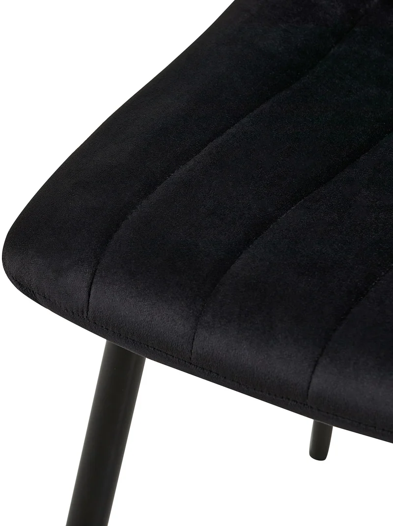 Lot de 4 chaises de salle à manger coutures décoratives vertical en tissu noir et métal noir 10_0001863