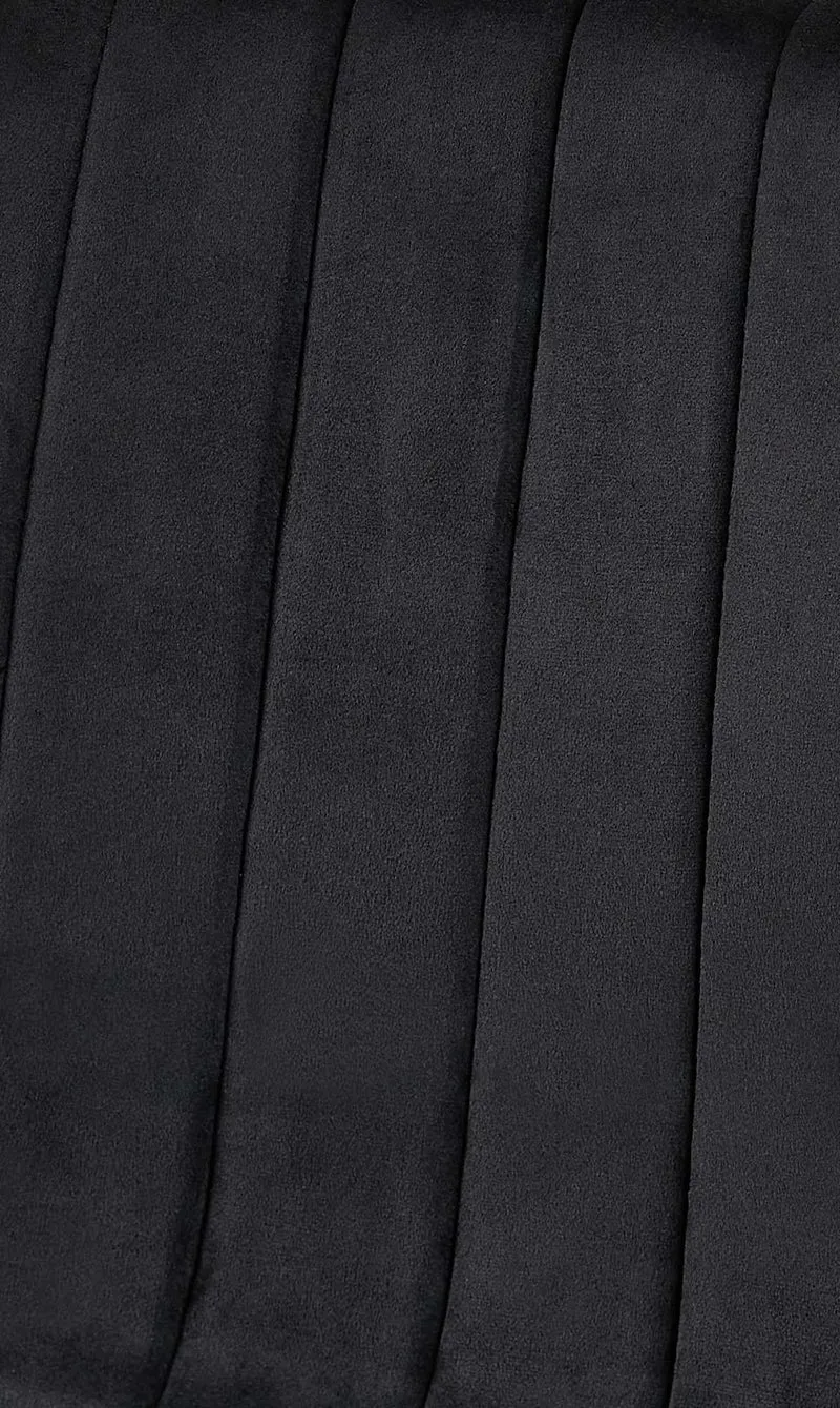 Lot de 4 chaises de salle à manger coutures décoratives vertical en tissu noir et métal noir 10_0001863