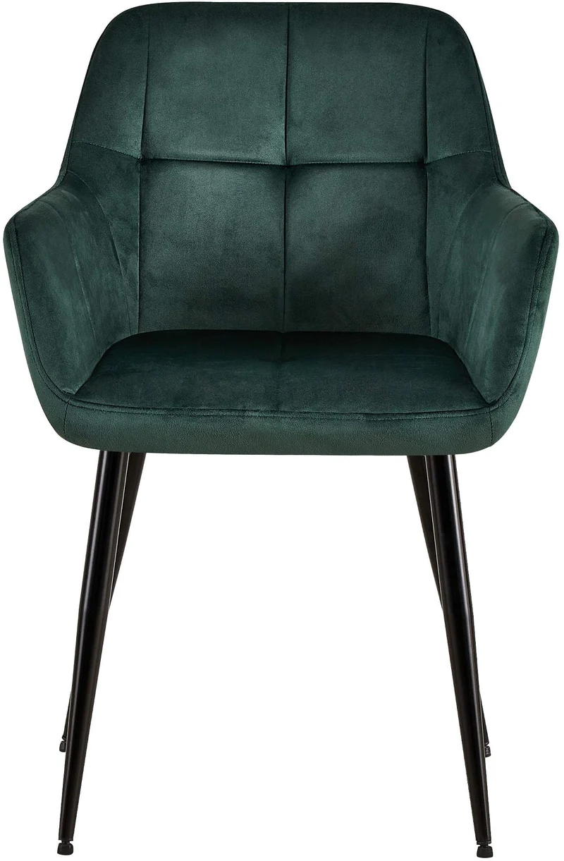 Lot de 2 chaises de salle à manger design retro coutures décoratives en carrées assise en velours vert 10_0001535