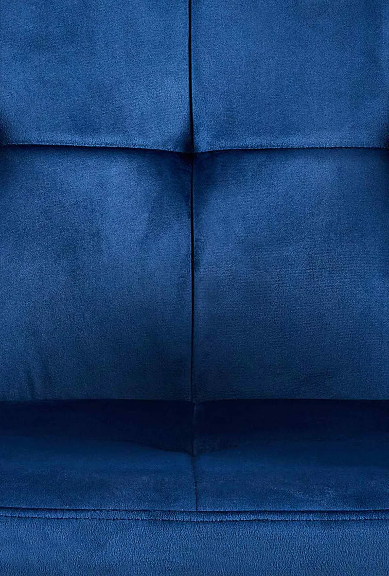 Lot de 2 chaises de salle à manger design retro coutures décoratives en carrées assise en velours bleu 10_0001531
