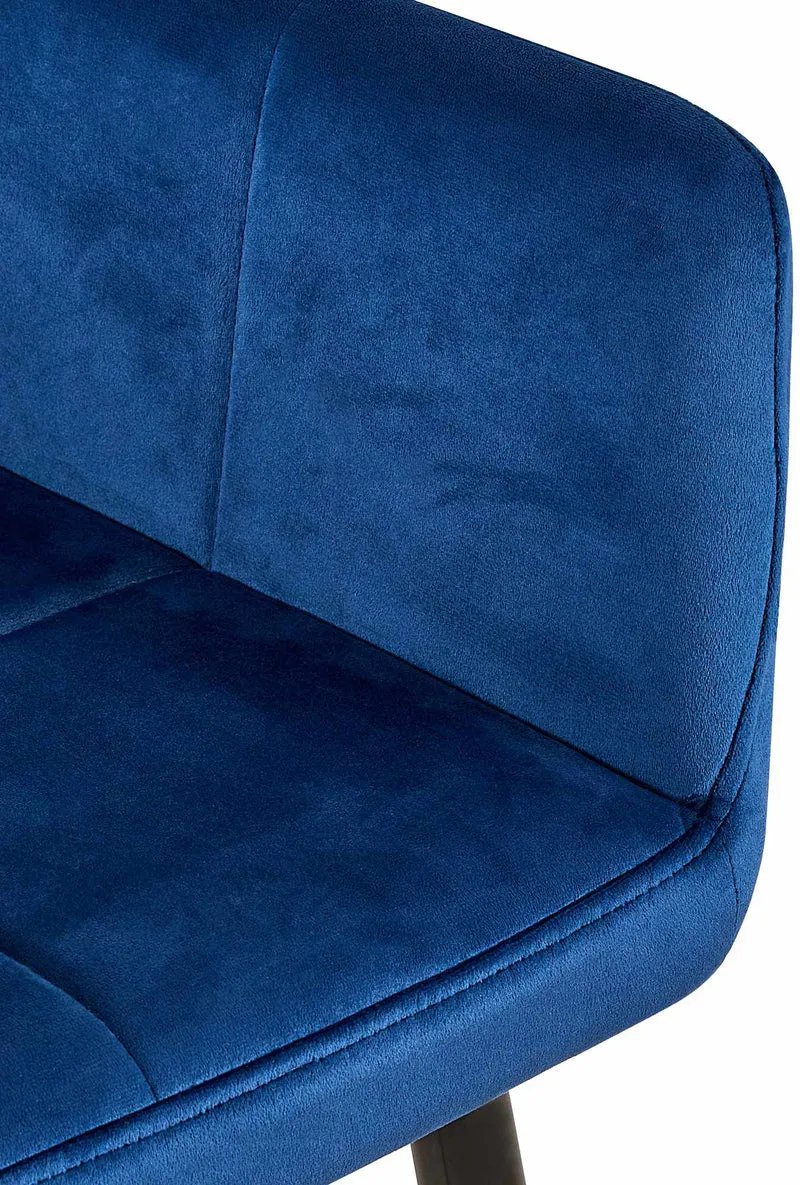 Lot de 2 chaises de salle à manger design retro coutures décoratives en carrées assise en velours bleu 10_0001531