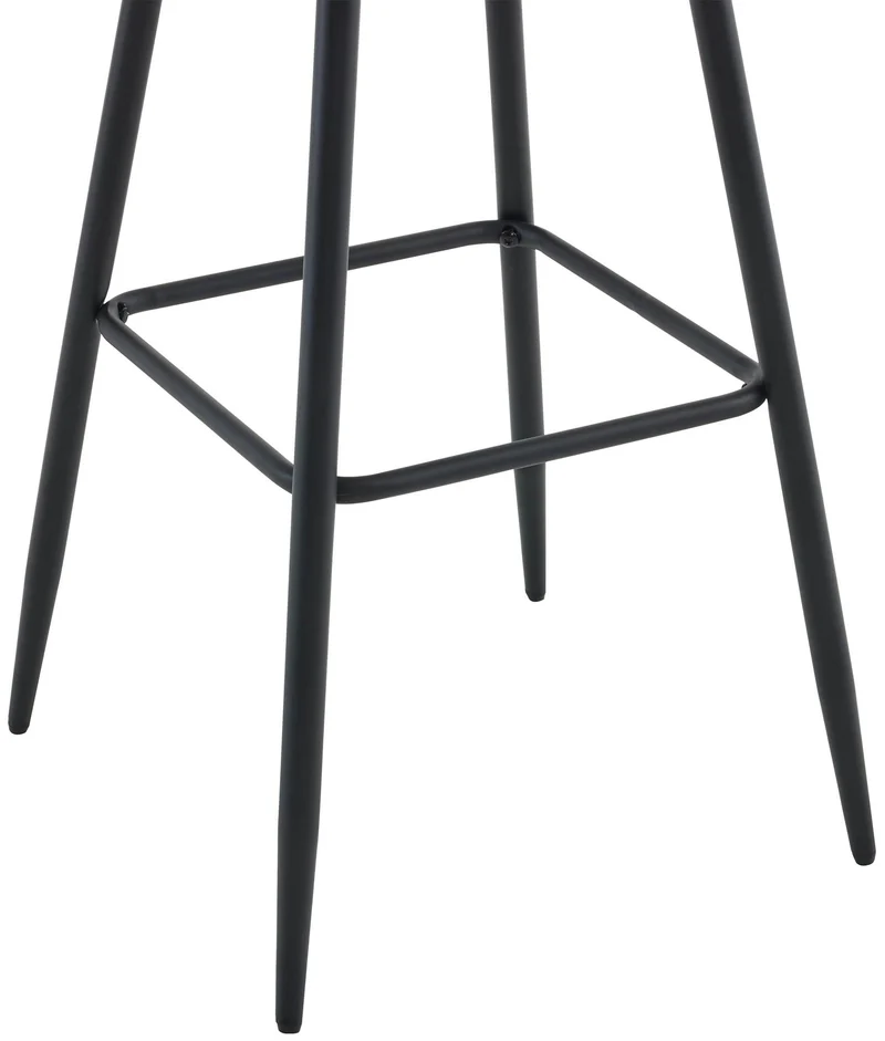 Tabouret de bar x1 coutures décoratives carrées avec repose-pieds en tissu crème quatre pieds en métal 10_0006135
