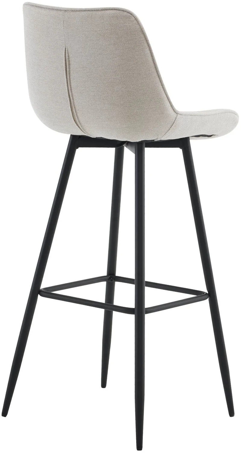 Lot de 2 tabourets de bar coutures décoratives carrées avec repose-pieds en tissu crème quatre pieds en métal 10_0006562