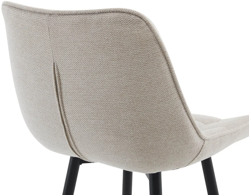 Lot de 2 tabourets de bar coutures décoratives carrées avec repose-pieds en tissu crème quatre pieds en métal 10_0006562