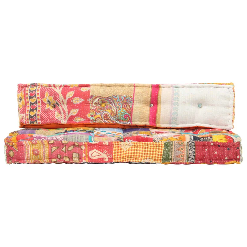 Coussin de canapé-palette 100 % coton 120 x 80 x 39 cm multicolore patchwork DEC021313