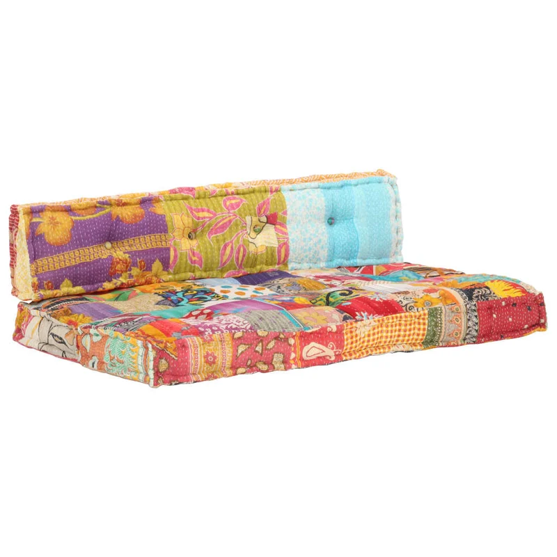 Coussin de canapé-palette 100 % coton 120 x 80 x 39 cm multicolore patchwork DEC021313