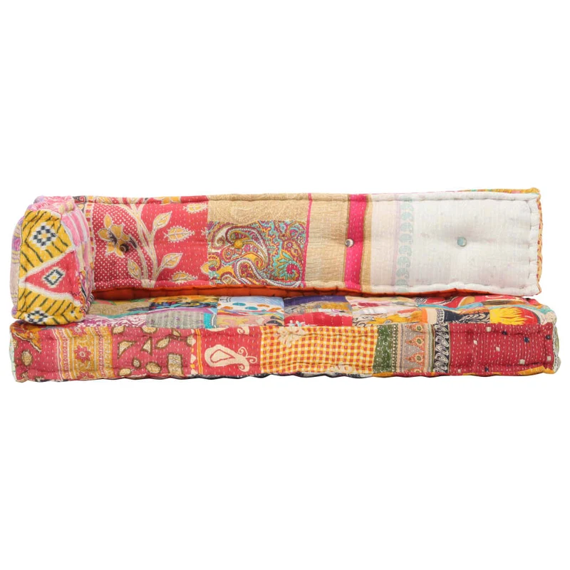 Coussin de canapé-palette 100 % coton multicolore patchwork 120 x 80 x 39 cm DEC021318