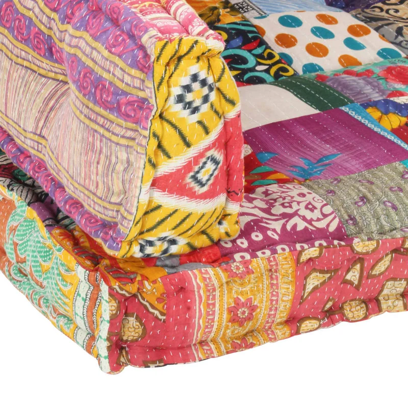 Coussin de canapé-palette 100 % coton multicolore patchwork 120 x 80 x 39 cm DEC021318