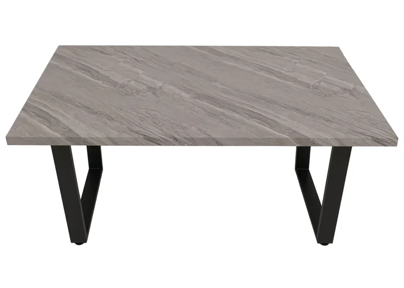 Table à manger design industrielle 160x90 cm MDF aspect marbre gris et métal 04_0009278