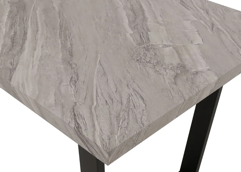 Table à manger design industrielle 160x90 cm MDF aspect marbre gris et métal 04_0009278