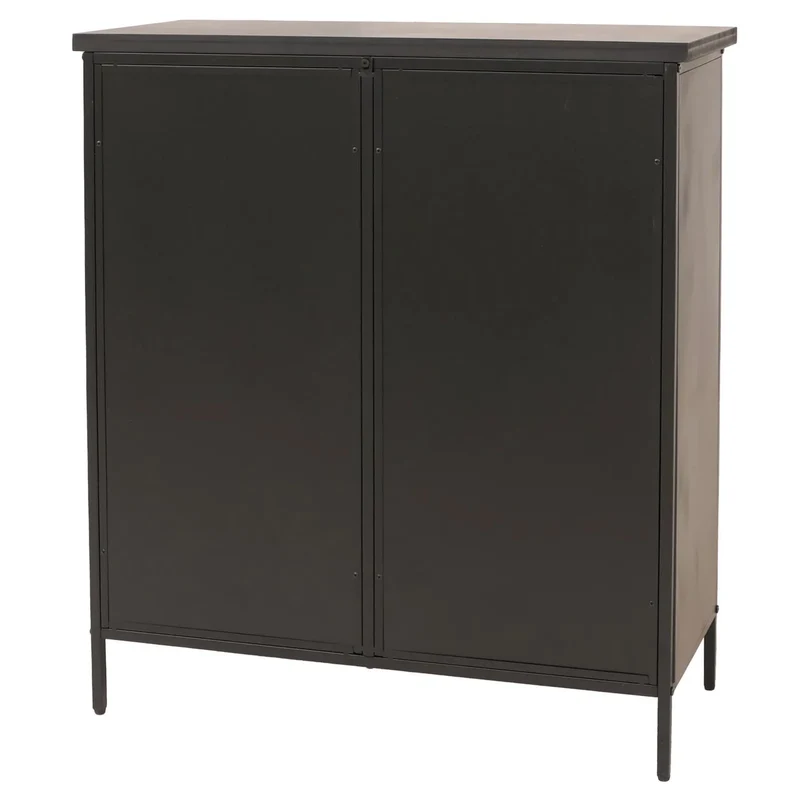 Commode style apothicaire vintage avec 2 compartiments en métal finition naturelle meuble de rangement hauteur 94 cm 04_0009130