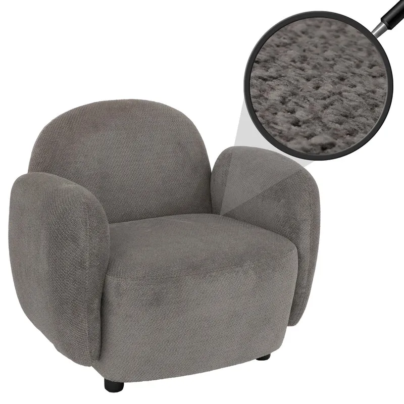 Fauteuil lounge design en tissu chenille gris clair avec accoudoirs moderne confortable 04_0009027