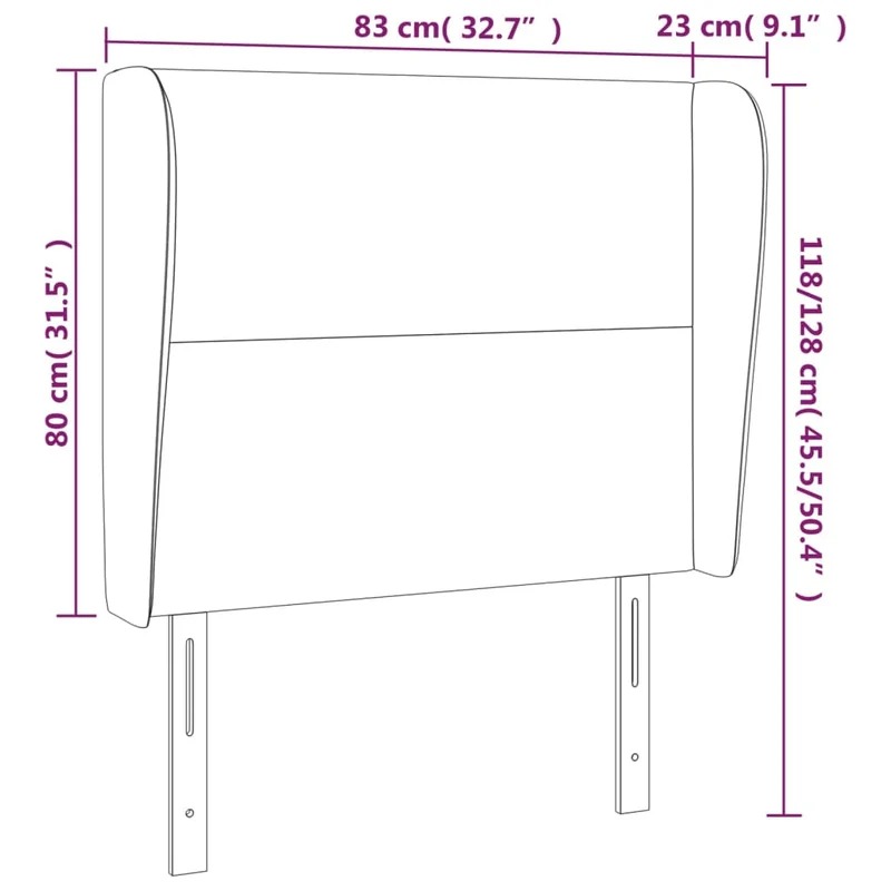 Tête de lit accessoire couchage chambre à coucher meuble avec rebord latéral 83 x 23 x 118/128 cm synthétique noir TDL0204439