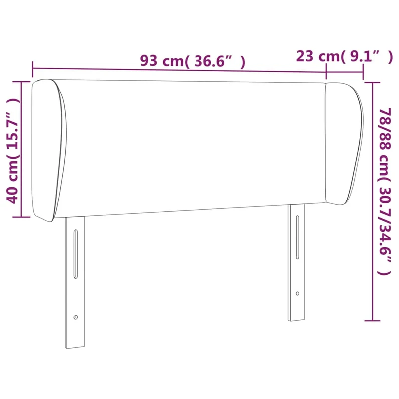 Tête de lit accessoire couchage chambre à coucher meuble avec rebord latéral 93 x 23 x 78/88 cm synthétique noir TDL0204386