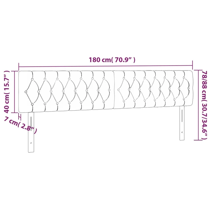 Tête de lit accessoire couchage chambre à coucher meuble capitonné 2 parties 90 x 7 x 78/88 cm tissu gris clair TDL0206395