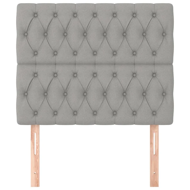Tête de lit accessoire couchage chambre à coucher meuble capitonné 2 parties 90 x 7 x 78/88 cm tissu gris clair TDL0206394